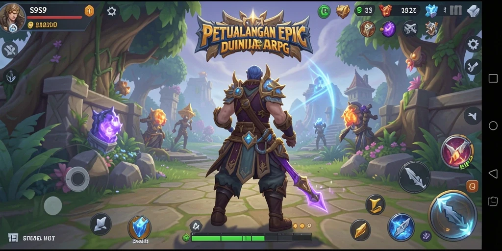 Screenshot gameplay S9S9 menampilkan pertarungan epik dan dunia yang memukau.